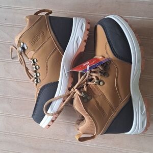 NWT Beverly Hills Polo Club Youth Causal Brown Blk Leather Lace-Up Hiking Boots